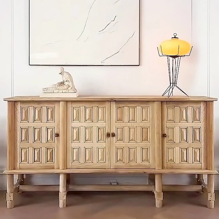 Stylish Oak Multi-Layer Board Cabinet with Unique Patterned Doors – Perfect Storage Solution for Modern Homes! fljgj-2139