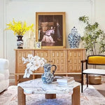 Stylish Oak Multi-Layer Board Cabinet with Unique Patterned Doors – Perfect Storage Solution for Modern Homes! fljgj-2139