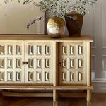 Stylish Oak Multi-Layer Board Cabinet with Unique Patterned Doors – Perfect Storage Solution for Modern Homes! fljgj-2139