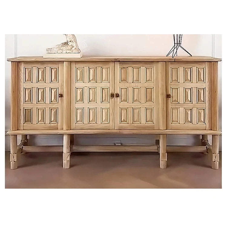 Stylish Oak Multi-Layer Board Cabinet with Unique Patterned Doors – Perfect Storage Solution for Modern Homes! fljgj-2139