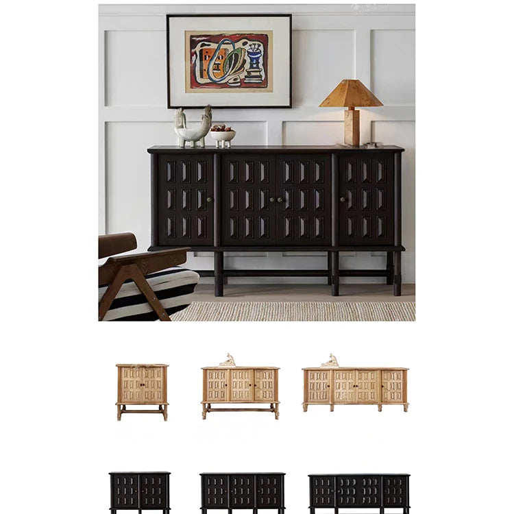 Stylish Oak Multi-Layer Board Cabinet with Unique Patterned Doors – Perfect Storage Solution for Modern Homes! fljgj-2139