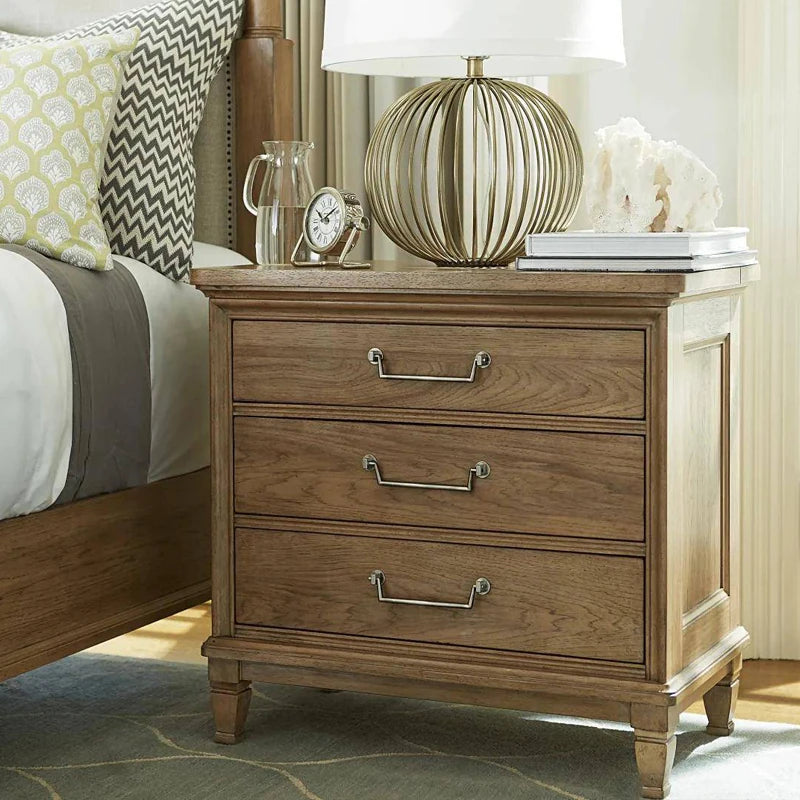 Stylish Oak Bedside Cupboard with 3 Drawers - Elegant Multi-Layer Design for Your Bedroom fljgj-2140