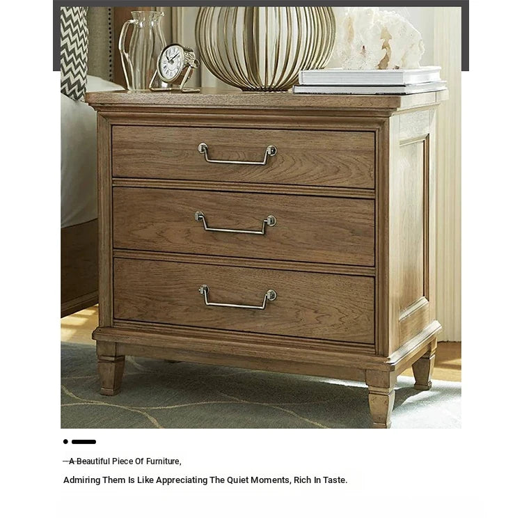 Stylish Oak Bedside Cupboard with 3 Drawers - Elegant Multi-Layer Design for Your Bedroom fljgj-2140