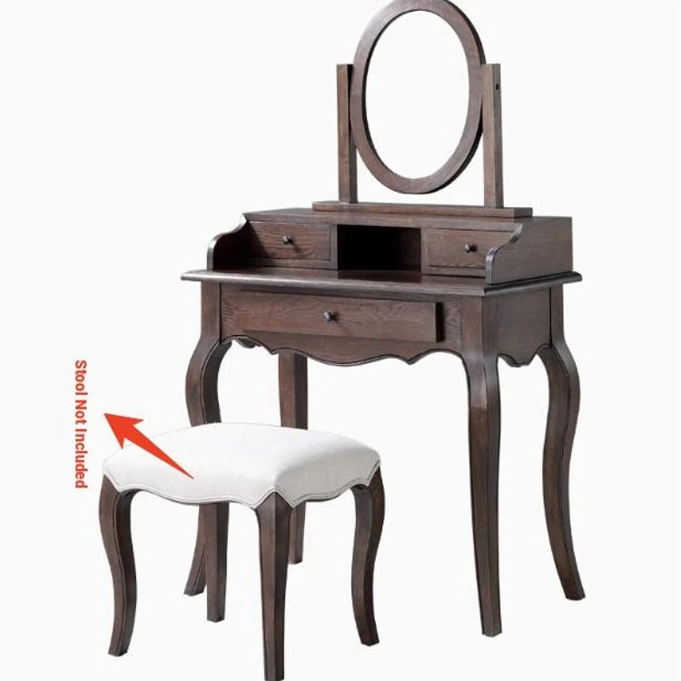 Elegant Oak Makeup Table with Multi-Layer Board and Glass Mirror – Perfect for Your Vanity Space fljgj-2141