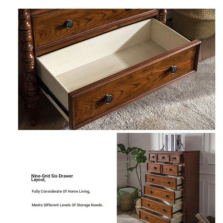 Elegant Oak Multi-Layer Board Cabinet with Vintage Charm - Perfect Storage Solution for Home Décor fljgj-2149