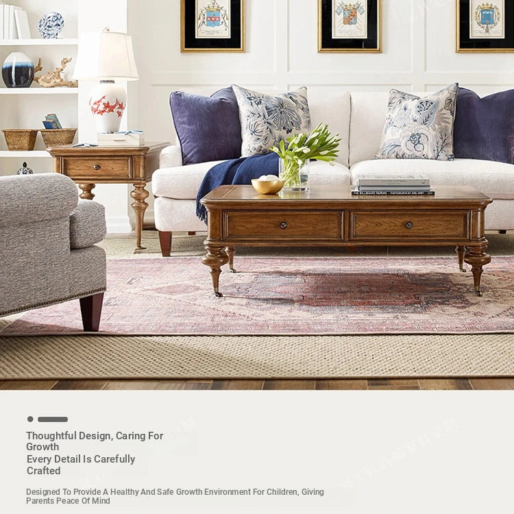 Elegant Oak Multi-Layer Board Tea Table with Classic Design – Perfect for Living Room Décor fljgj-2155