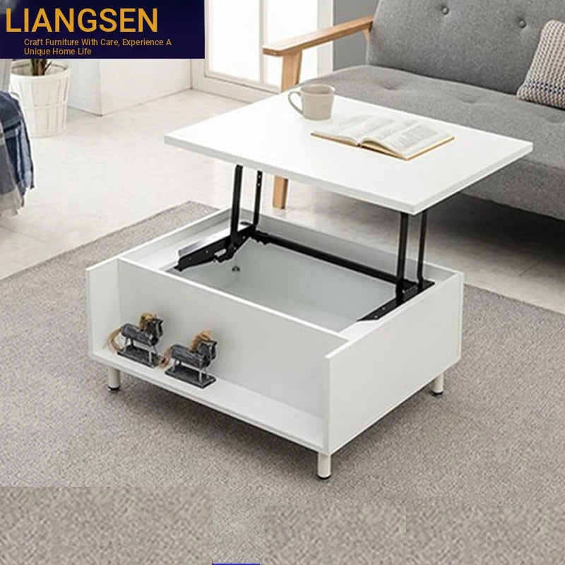 Modern Lift-Top Coffee Table with Storage | Stylish Solid Wood & Density Board Design for Living Room fls-5328
