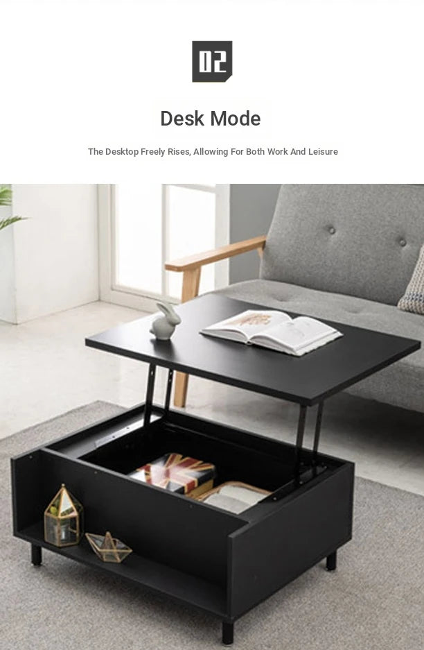 Modern Lift-Top Coffee Table with Storage | Stylish Solid Wood & Density Board Design for Living Room fls-5328