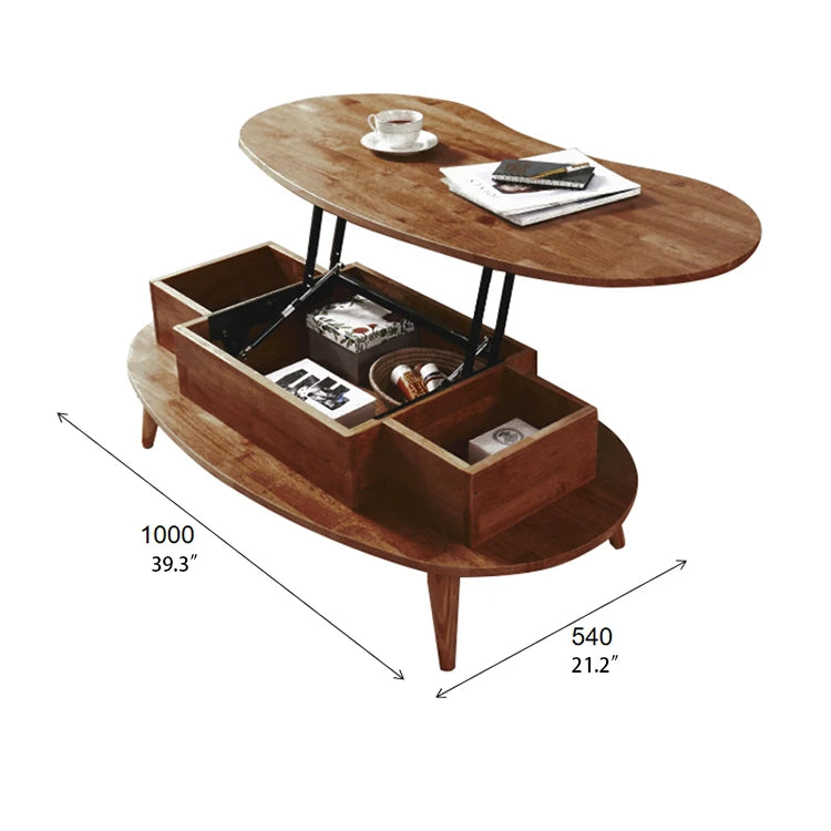 Stylish Oval Coffee Table with Storage – Modern Wooden Design for Living Room fls-5330