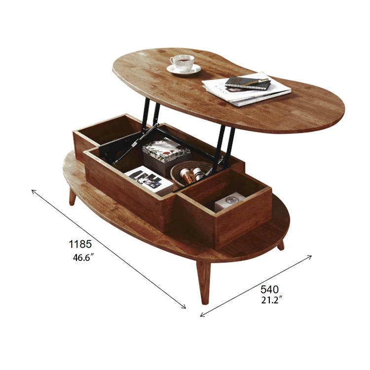 Stylish Oval Coffee Table with Storage – Modern Wooden Design for Living Room fls-5330