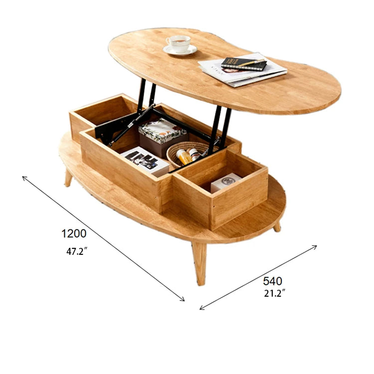 Stylish Oval Coffee Table with Storage – Modern Wooden Design for Living Room fls-5330