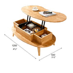 Stylish Oval Coffee Table with Storage – Modern Wooden Design for Living Room fls-5330