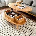 Stylish Oval Coffee Table with Storage – Modern Wooden Design for Living Room fls-5330