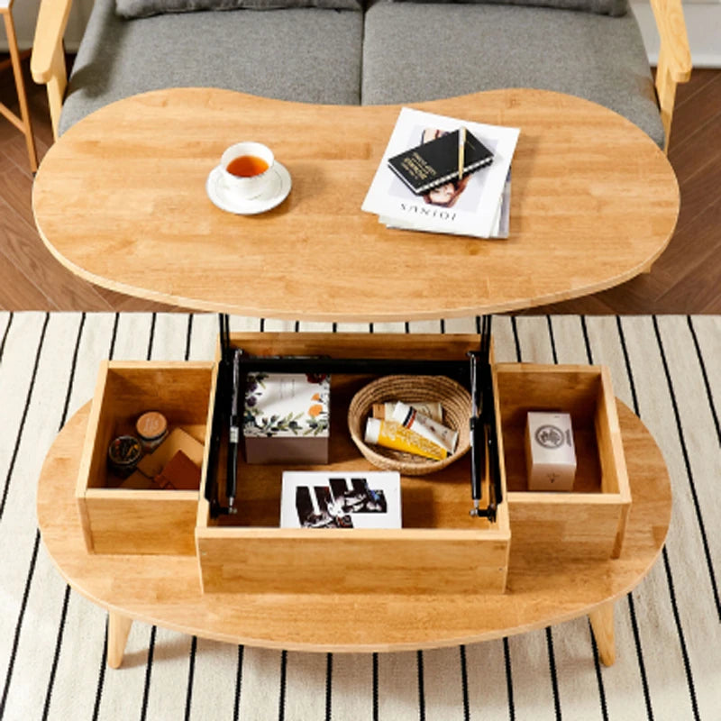 Stylish Oval Coffee Table with Storage – Modern Wooden Design for Living Room fls-5330