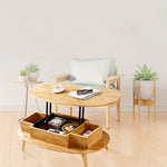 Stylish Oval Coffee Table with Storage – Modern Wooden Design for Living Room fls-5330