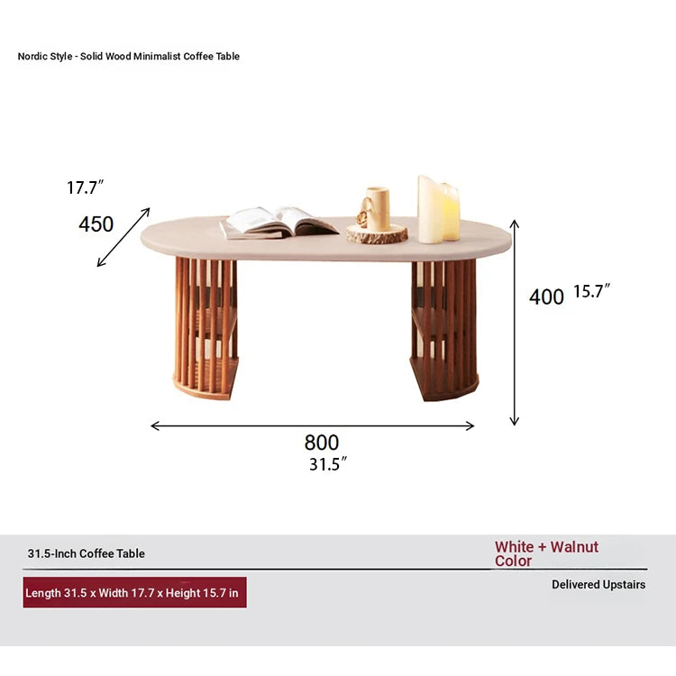 Modern Oval Coffee Table with Elegant Wooden Base – Perfect for Living Room Decor fls-5332