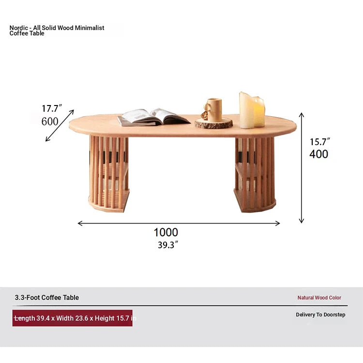 Modern Oval Coffee Table with Elegant Wooden Base – Perfect for Living Room Decor fls-5332