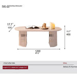 Modern Oval Coffee Table with Elegant Wooden Base – Perfect for Living Room Decor fls-5332