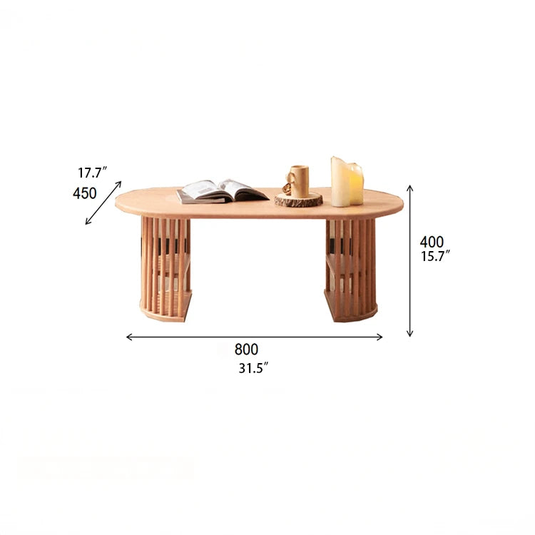 Modern Oval Coffee Table with Elegant Wooden Base – Perfect for Living Room Decor fls-5332