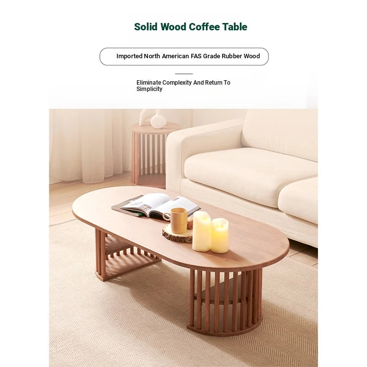 Modern Oval Coffee Table with Elegant Wooden Base – Perfect for Living Room Decor fls-5332