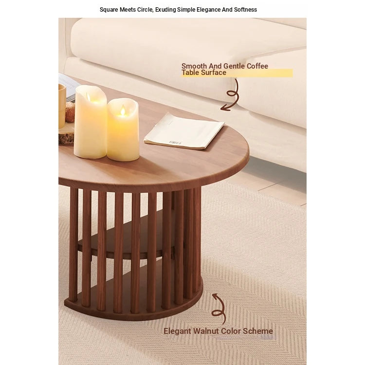 Modern Oval Coffee Table with Elegant Wooden Base – Perfect for Living Room Decor fls-5332