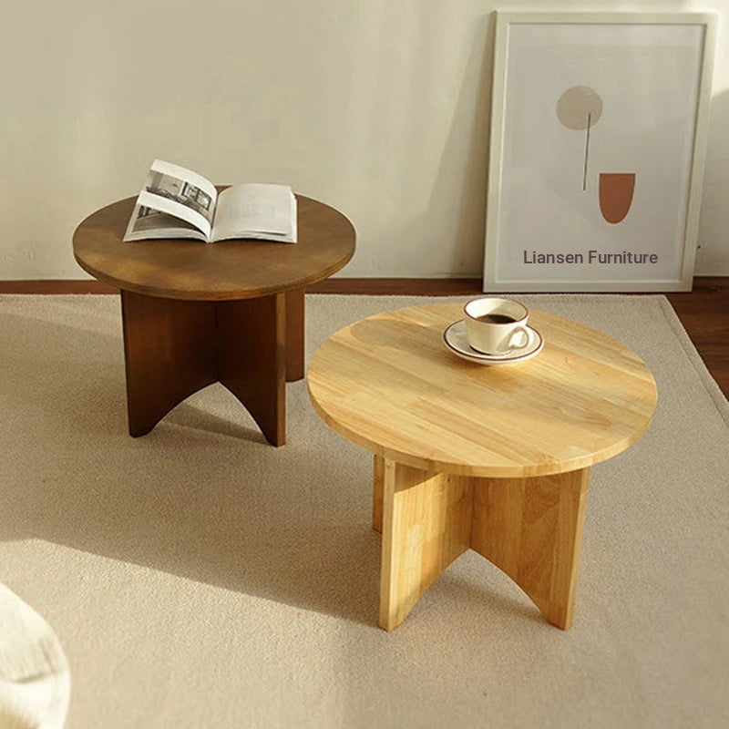 Stylish Round Coffee Table Set - Modern Wooden Design with Elegant Finish for Living Room fls-5333
