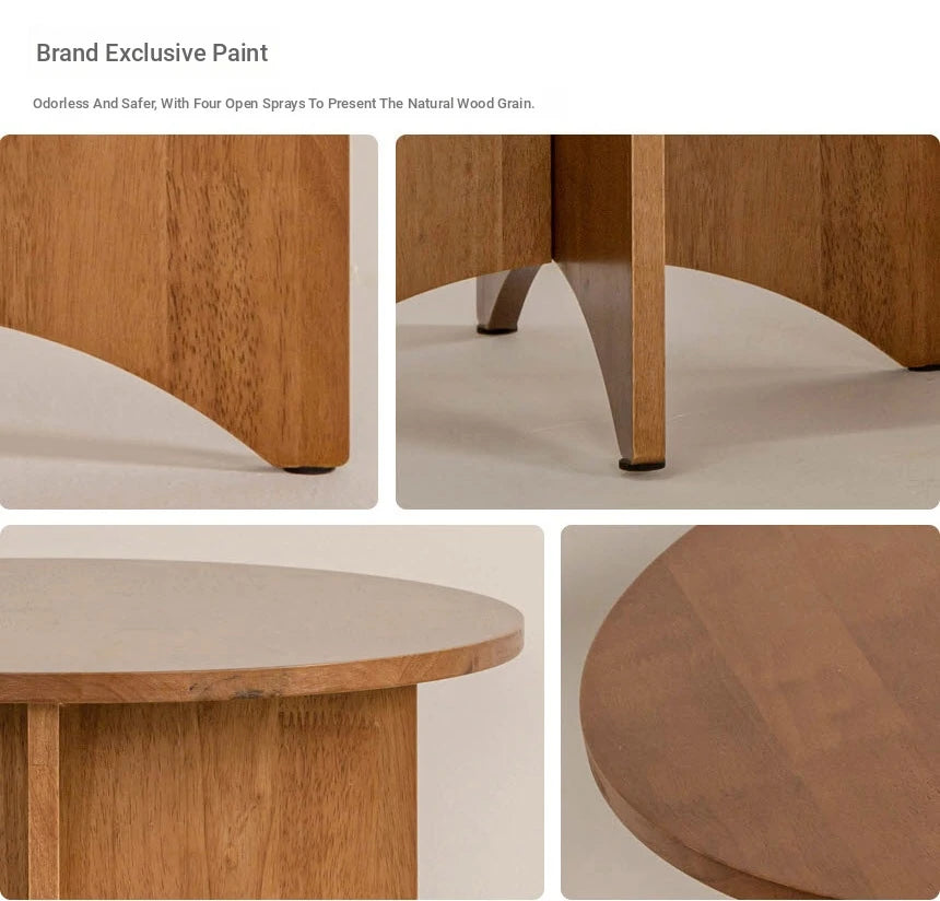 Stylish Round Coffee Table Set - Modern Wooden Design with Elegant Finish for Living Room fls-5333