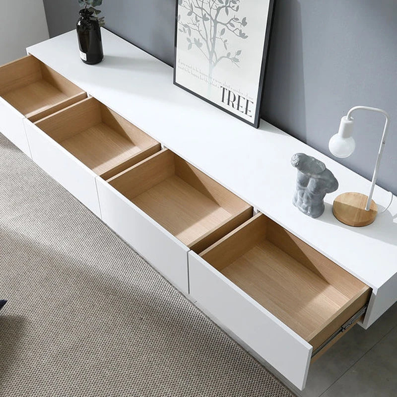 Stylish Modern TV Stand with Sleek White Finish and Open Storage – Perfect for Living Room Decor fls-5335