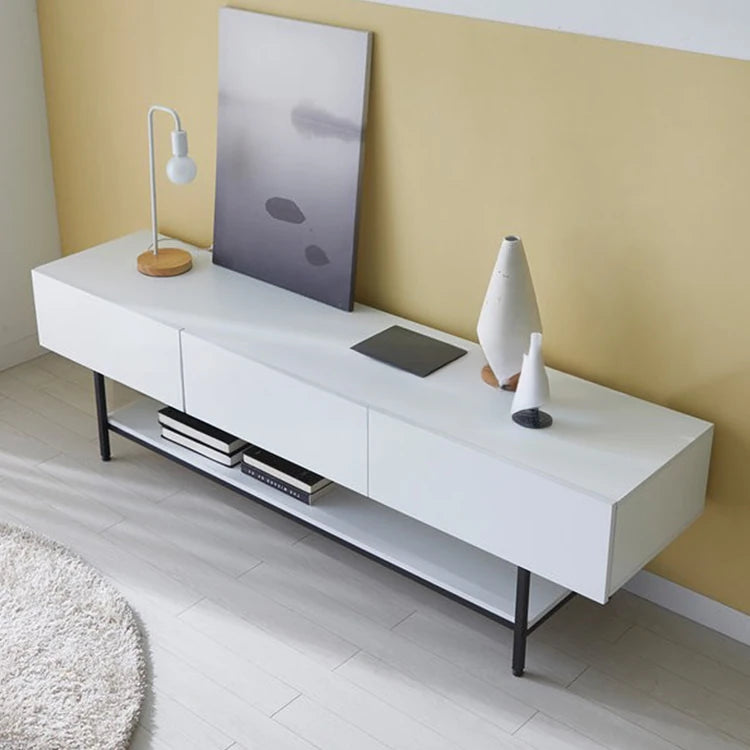Stylish Modern TV Stand with Sleek White Finish and Open Storage – Perfect for Living Room Decor fls-5335
