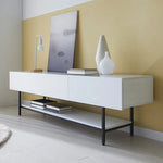 Stylish Modern TV Stand with Sleek White Finish and Open Storage – Perfect for Living Room Decor fls-5335