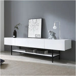 Stylish Modern TV Stand with Sleek White Finish and Open Storage – Perfect for Living Room Decor fls-5335