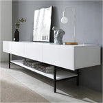 Stylish Modern TV Stand with Sleek White Finish and Open Storage – Perfect for Living Room Decor fls-5335