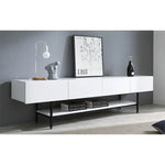 Stylish Modern TV Stand with Sleek White Finish and Open Storage – Perfect for Living Room Decor fls-5335