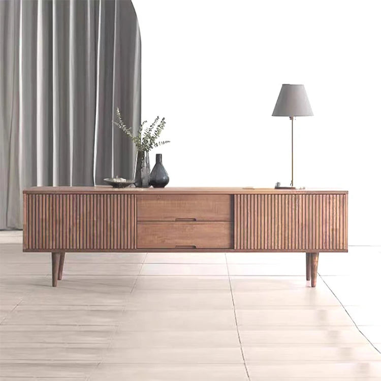 Stylish Mid-Century Modern TV Stand with Storage - Elegant Wooden Design for Living Room fls-5336