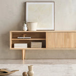 Stylish Mid-Century Modern TV Stand with Storage - Elegant Wooden Design for Living Room fls-5336