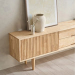 Stylish Mid-Century Modern TV Stand with Storage - Elegant Wooden Design for Living Room fls-5336