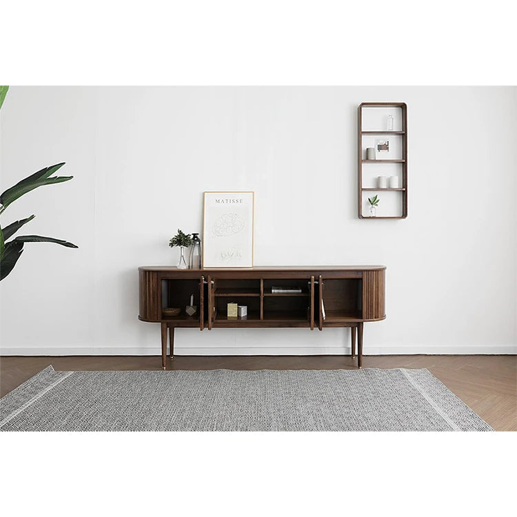 Mid-Century Modern Walnut Sideboard with Stylish Storage Solutions for Your Living Room fls-5337