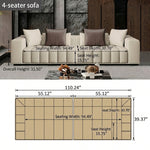 Modern Luxury Genuine Leather Sofa, Piano Key-Inspired Cream Brown 4/5-Seater Couch for Minimalist Living Room flsd-5178