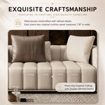 Modern Luxury Genuine Leather Sofa, Piano Key-Inspired Cream Brown 4/5-Seater Couch for Minimalist Living Room flsd-5178