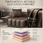 Modern Luxury Genuine Leather Sofa, Piano Key-Inspired Cream Brown 4/5-Seater Couch for Minimalist Living Room flsd-5178