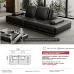 Luxurious Cowhide Leather Sectional Sofa with Plush Foam and Goose Down Feather Cushions – Modern Design in Elegant Black and Beige flsd-5179