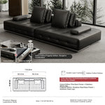 Luxurious Cowhide Leather Sectional Sofa with Plush Foam and Goose Down Feather Cushions – Modern Design in Elegant Black and Beige flsd-5179
