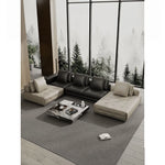 Luxurious Cowhide Leather Sectional Sofa with Plush Foam and Goose Down Feather Cushions – Modern Design in Elegant Black and Beige flsd-5179
