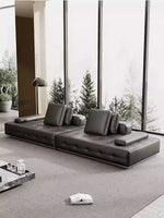 Luxurious Cowhide Leather Sectional Sofa with Plush Foam and Goose Down Feather Cushions – Modern Design in Elegant Black and Beige flsd-5179