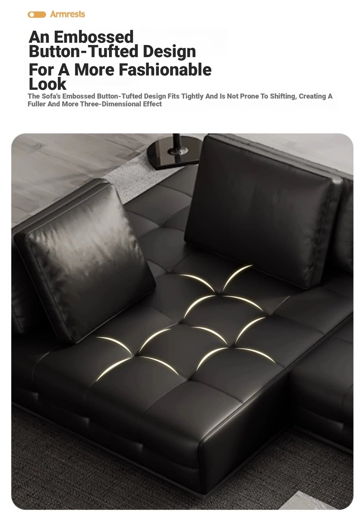 Luxurious Cowhide Leather Sectional Sofa with Plush Foam and Goose Down Feather Cushions – Modern Design in Elegant Black and Beige flsd-5179
