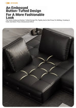 Luxurious Cowhide Leather Sectional Sofa with Plush Foam and Goose Down Feather Cushions – Modern Design in Elegant Black and Beige flsd-5179