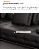 Luxurious Cowhide Leather Sectional Sofa with Plush Foam and Goose Down Feather Cushions – Modern Design in Elegant Black and Beige flsd-5179