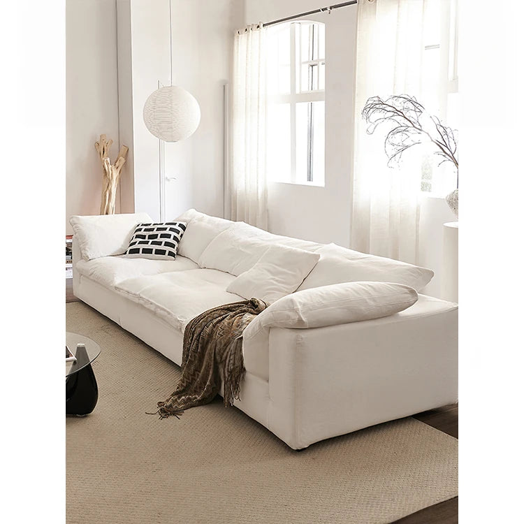 Luxurious Pine Sofa with Cotton-Ramie Upholstery and Plush Goose Down Feather Filling - Perfect for Modern Living Rooms! flsd-5181