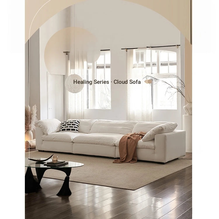 Luxurious Pine Sofa with Cotton-Ramie Upholstery and Plush Goose Down Feather Filling - Perfect for Modern Living Rooms! flsd-5181