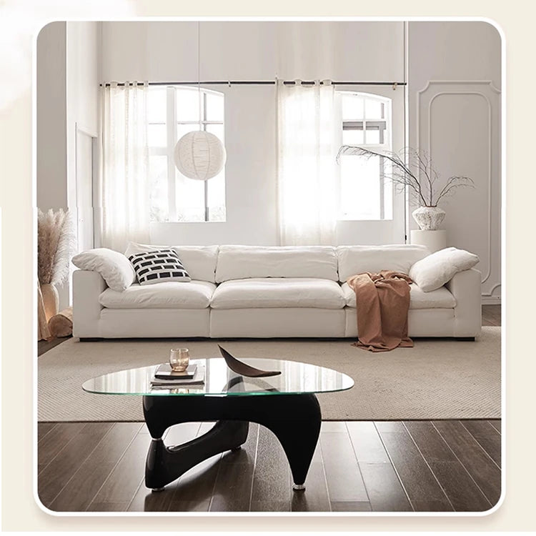 Luxurious Pine Sofa with Cotton-Ramie Upholstery and Plush Goose Down Feather Filling - Perfect for Modern Living Rooms! flsd-5181